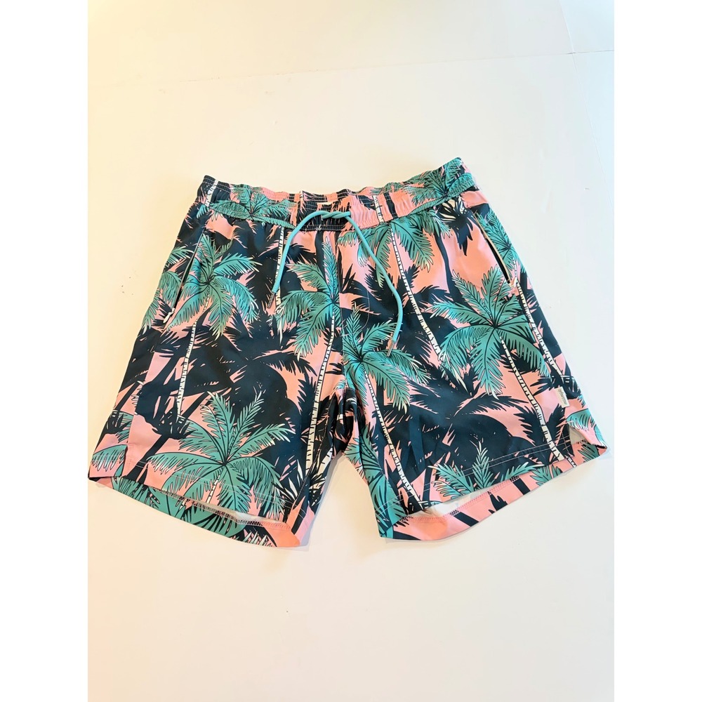 Maamgic Mens Tropical Palm Tree Swim Trunks Pink Teal Compression Liner M